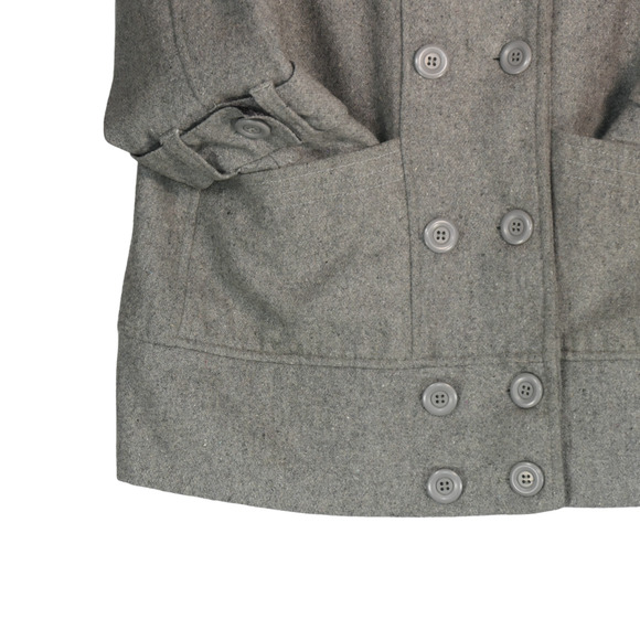 Burton Pea Coat Jacket Womens Large Gray Wool Blend Double Breasted Pockets - Picture 5 of 9